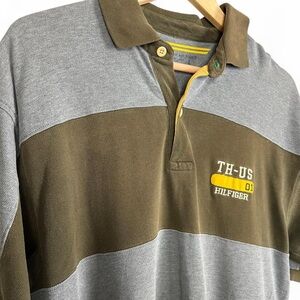 Tommy Hilfiger Olive & Gray Striped Polo Shirt